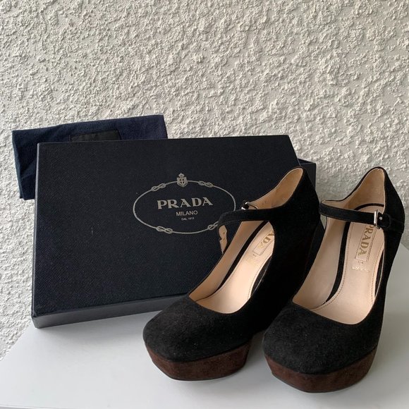 Prada Milano Suede Pumps with Strap Size 6.5 (EU 37) - Picture 1 of 7